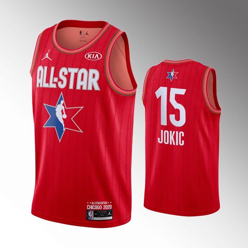 Men Denver Nuggets #15 Jokic Red 2020 All Star NBA Jerseys->denver nuggets->NBA Jersey